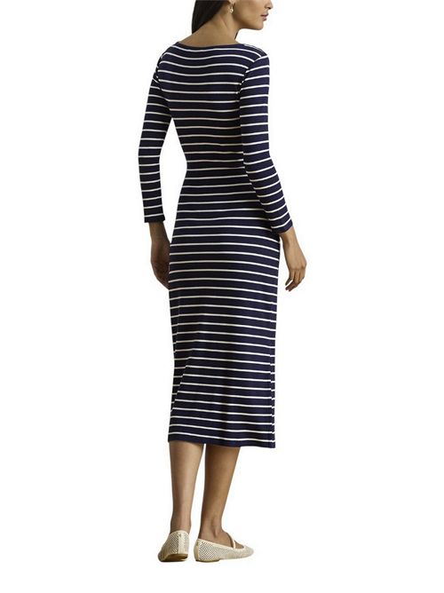 abito donna a righe blu e bianco con nodo Ralph Lauren | 200P03766001